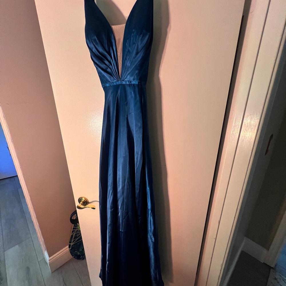 Betsy & Adam Teal Evening Dress
